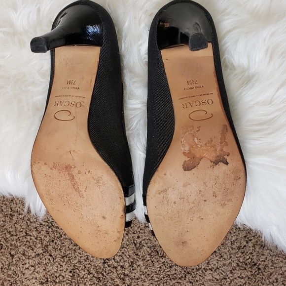 RARE Oscar de la Renta O Calada Peep Toe Heels 7.5 Luxury Elegant Castlecore - Picture 9 of 16